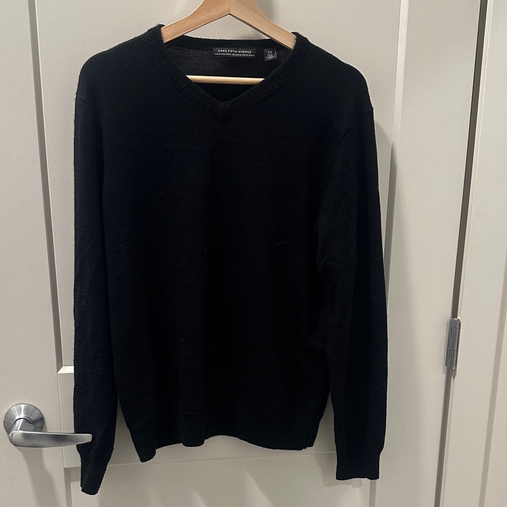 Saks Fifth Avenue Men's Black V-Neck Sweater